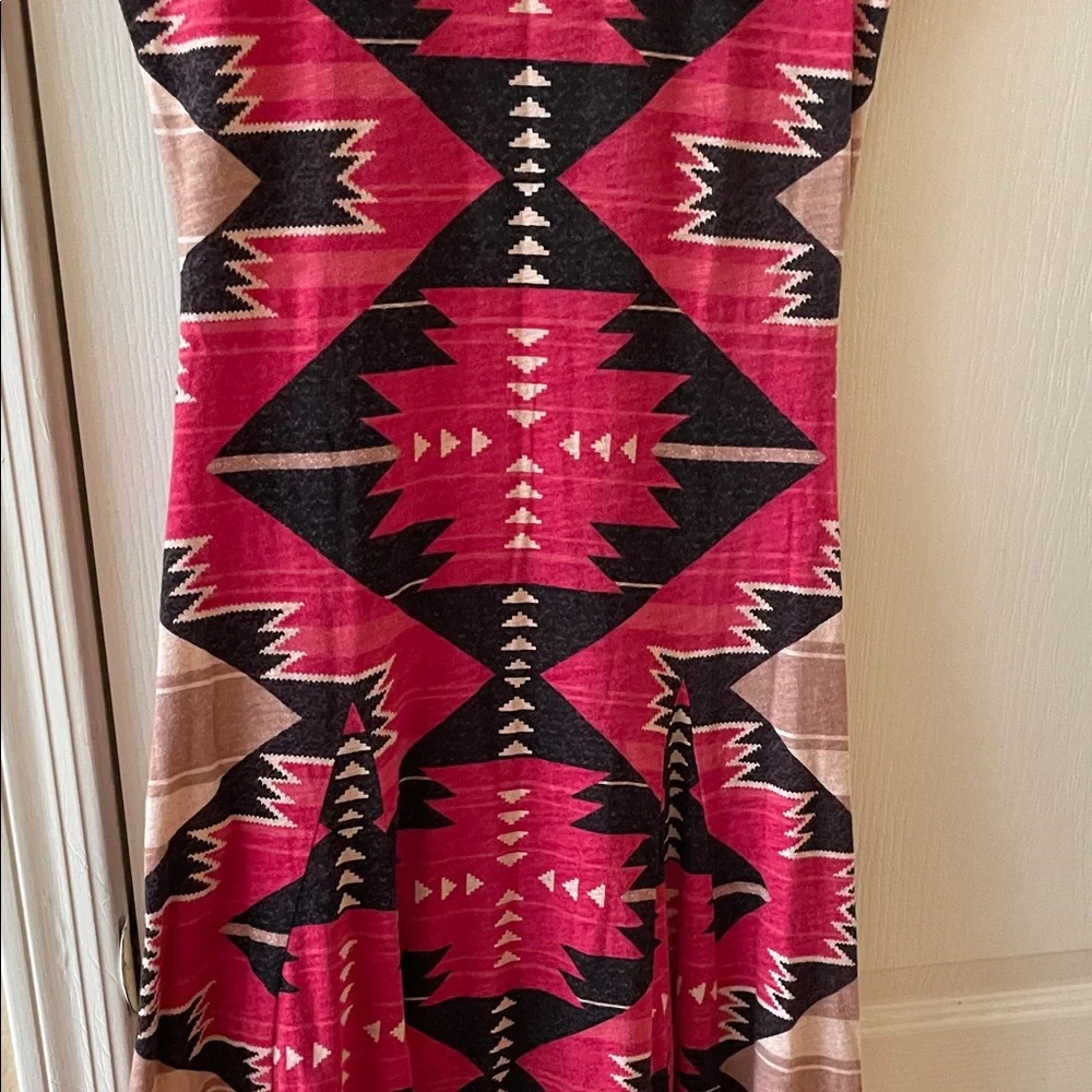 Ralph Lauren 100% cotton Red and Black Geometric Maxi Dress - Picture 9 of 13
